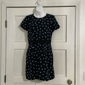 Claudie Pierlot‎ Rania Navy Blue Hearts Silk Dress